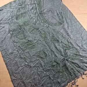 100% Cashmere PARAS Pashmina Scarf Green 27 X 72